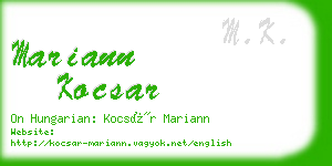 mariann kocsar business card